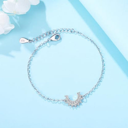 925 Sterling Silver Bracelet for Women,Silver Bracelet Chain Presents for Sister Daughter and Friend, Women's Jewelry for the Daily Occasion - color: Silvery | Moon