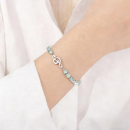 JoycuFF 𝗚𝗶𝗳𝘁𝘀 𝗳𝗼𝗿 𝗪𝗼𝗺𝗲𝗻 𝗠𝗼𝗼𝗻𝘀𝘁𝗼𝗻𝗲 𝗕𝗿𝗮𝗰𝗲𝗹𝗲𝘁 Amazonite Colorful Imperial Jasper Stainless Steel Beads Bracelets, Graduation Christmas Valentines Mothers Day Birthday Gifts - style: Music Gifts for Women