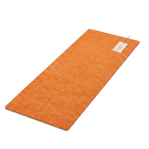 LFH Home Handmade Cotton Yoga Mat Cotton Rug picnic mat For Exercise, Workout, Fitness - Perfect Heavy Quality Eco Friendly Natural Cotton Woven Reversible Yoga Mats for Men & Women - 72x26 Inch. - color: Orange