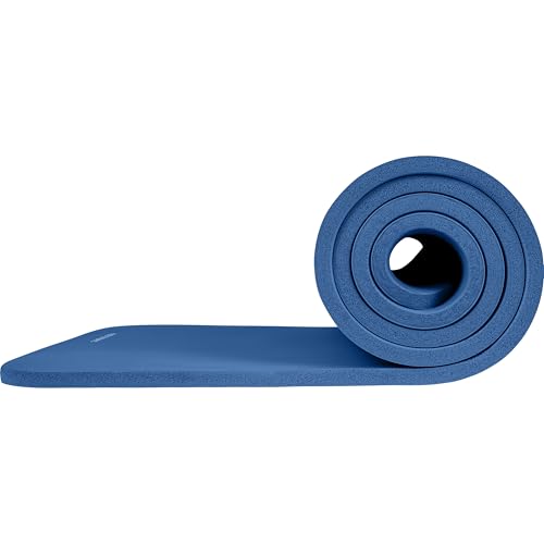 Retrospec Solana Yoga Mat Thick 1/2in Non-Slip Workout Mat with Nylon Strap - 72x24in Exercise Mat for Pilates, Stretching & Fitness - BPA Free, Easy Clean - color: Denim Blue