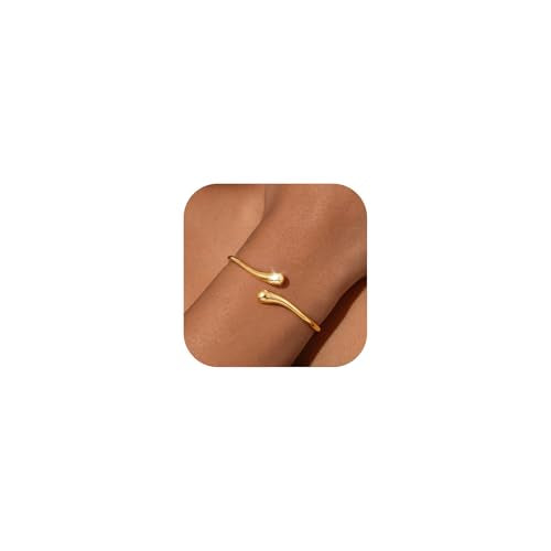 Gold Bracelets for Women Trendy，14K Gold Plated Bangle Cuff Bracelet Chunky Twist Bracelet Non Tarnish Hypoallergenic Jewelry Gift for Women - color: Medium-Gold