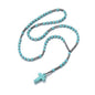 LIYAPEI Triple Protection Necklace with Tiger Eye, Obsidian, and Hematite - Stylish Men's Cross Necklace and Women's Y-Shaped Sweater Chain An Anxiety Relief Beaded Necklace. - color: green