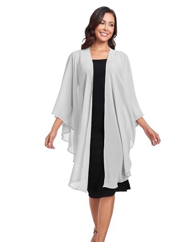 TONGFANTFL Shawls Wraps for Evening Wedding Party Chiffon Scarf Soft Bridal Wraps Wedding Guest Shawl Coverage - color: Silver Gray