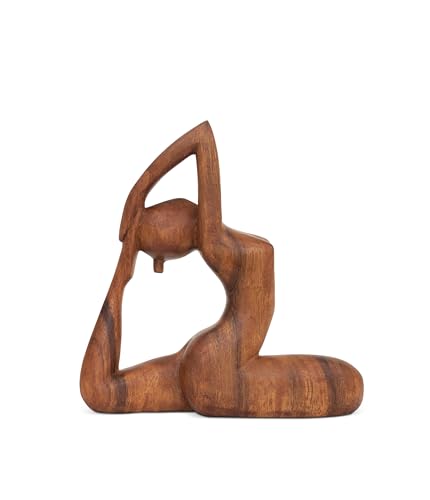 G6 Collection 8" Wooden Handmade Yoga Statue, Yoga Meditation Room Decor, Yoga Decorations for Home, Gift for Yoga Lover, Zen Gift Ideas, Figurine Office Studio Sculpture Yogi, One-Legged King Pigeon - style: One-Legged King Pigeon