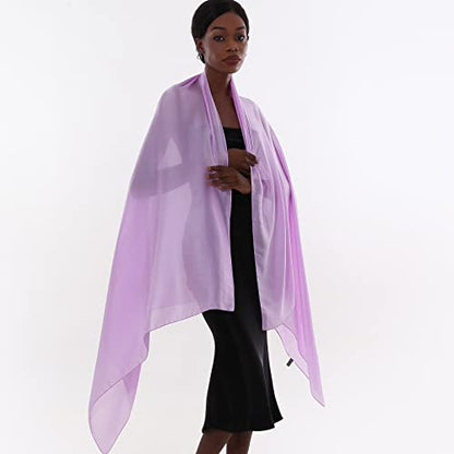 Womens Scarf Pashmina Shawls and Wraps for Evening Dresses Like Chiffon Silk Scarf for Bridal Wedding - color: Light Purple