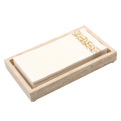 Natural Travertine Guest Towel Holder, Stone Napkin Holder for Bathroom,Gorgeous Bathroom Napkin Holder Tray, Stylish Guest Towel Holder Tray for Bathroom Toilet Dining Table, Beige - size: 9.7x5.5 Inch