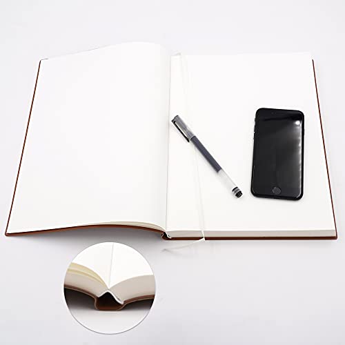 Large Thick Journal Notebook, Blank Papers, A4 8.4x11.4 inches, 416 Pages, Soft Faux Leather Cover Sketchbook for Writing Drawing (Brown, Plain) - color: Brown, Plain, 416Pages