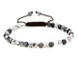 Keleny Natural Gemtones 4mm Round Beads Crystal Adjustable Braided Macrame Tassels Bracelets Unisex - color: Black Rutilated Quartz