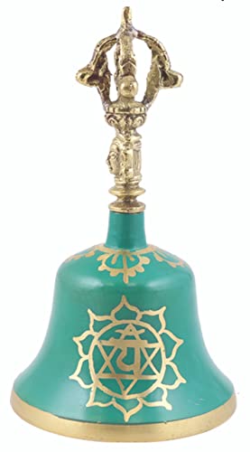 SOUL STICKS 7 Chakras Bronze Tibetan Buddhist Religious Metaphysical Meditation Ritual Altar Bells 6.25 (Green) - color: Green