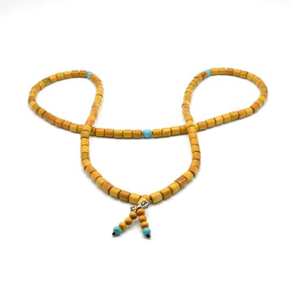 Zen Dear Natural Golden Sandalwood Mexican Bocote Mala Prayer Bead Bracelet Link Wrist Necklace Mala Beads - style: 8mm 108 beads barrel special