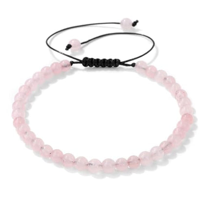 Crystal Bracelet for Women 4mm Adjustable Braided Natural Stone Bracelets Handmade Beaded Bracelets Gemstone Bracelet Healing Crystal Bracelet Crystal Jewelry for Women - style: rose quartz