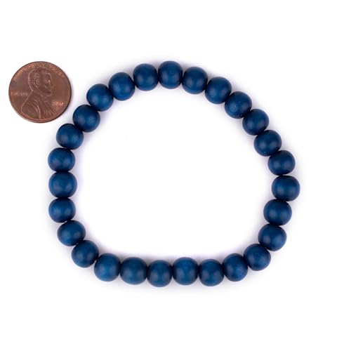 Wood Bead Bracelet - color: Azul Blue, size: Medium Beads