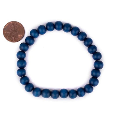 Wood Bead Bracelet - color: Azul Blue, size: Medium Beads