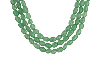 Ratnavali Jewels Quartz Multi Layer Strand Mala Beads Party Wear Necklace Jewelry Women RV3415 - color: Green