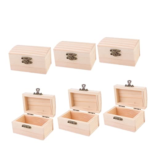 Ipetboom 6pcs Mini Storage Box Rectangular Natural Wood Organizer for Jewelry and Items for Desk and Table Use