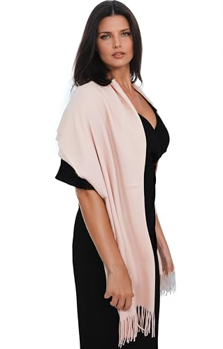 Ocomfly 100% Pashmina Scarf for Women - Premium Womens Scarves - Gift Boxed - Shawls or Wraps - Ultra Soft and Warm - color: Pale Pink