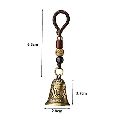 Vintage Brass Bell Six-Word Bell Keychains Tibetan Buddhist Meditation Bell Lanyard Car Hanging Pendants Accessories