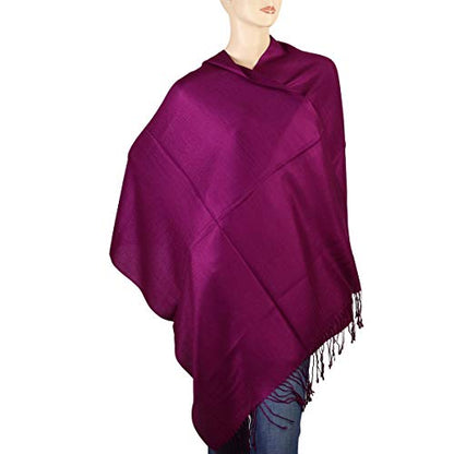 Falari Women's Soft Solid Color Pashmina Shawl Wrap Scarf, for Wedding, Bridesmaid Gifts, Evening Dress - color: Plum