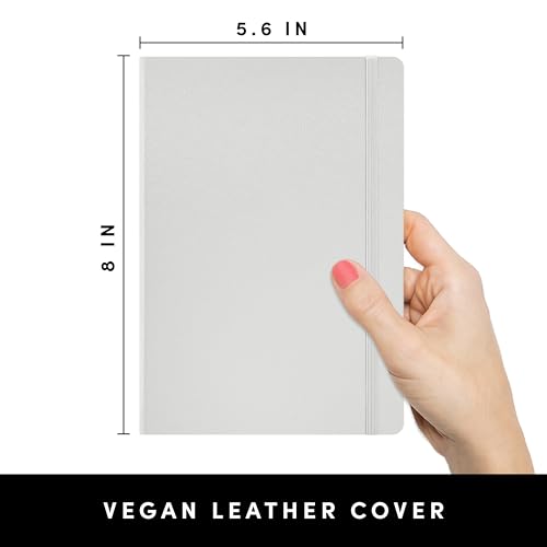 PAPERAGE Lined Journal Notebook, Hardcover Journal for Women & Men, 160 Pages, (5.6 in x 8 in), College Ruled Journaling Notebook for Work, School Supplies & Note Taking, (Light Grey) - color: Light Grey, style: A. Lined