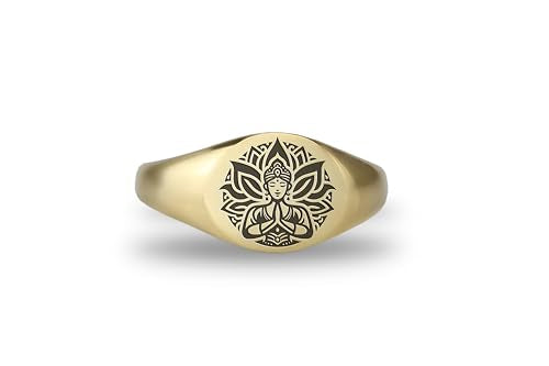 Meditation Engraved Ring - 14k Gold Buddhism Yoga Personalized Jewelry for Women