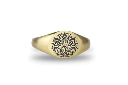 Meditation Engraved Ring - 14k Gold Buddhism Yoga Personalized Jewelry for Women