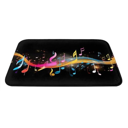 Colorful Musical Note Print Flannel Anti-Slip Mat 16x24in Polyester Floor Covering, Full Single-Side Printed - color: Colorful Musical Note