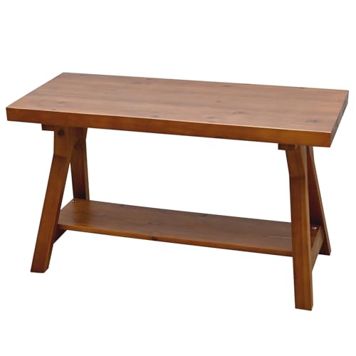 SwallowLiving 30 Inch Farmhouse Storage Bench, Rustic Solid Wood Entryway Bench for Living Room, Dining Room, Hallway | Indoor Seating with Natural Wood Finish - color: Double Layered Brown, size: 30 Inch