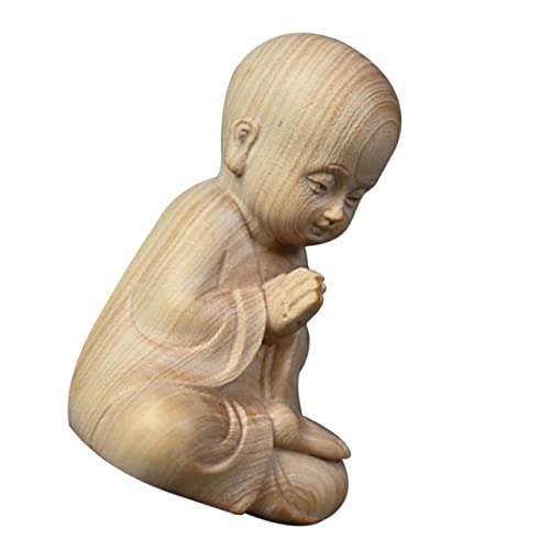Boxwood Monk Figurine Hand-Carved Ornament for Meditation Tea Ceremony Traditional Buddha Statue Decor Unique Home Accent for Zen Spaces Gift-Giving