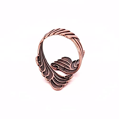 Copper Scroll Ring, Solid Copper Bypass Ring, Adjustable Fit For Most Sizes