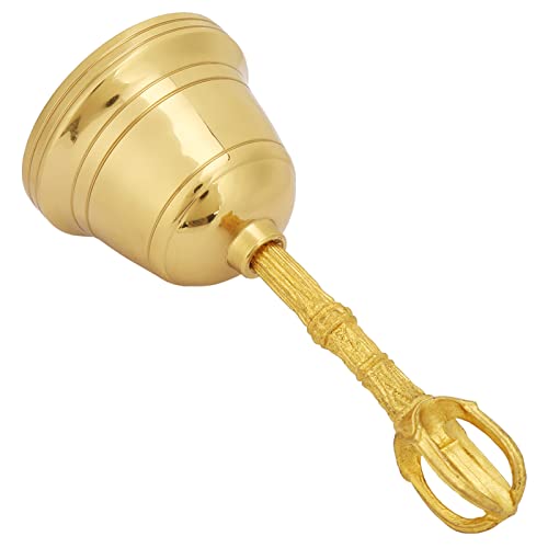 Retro Brass Hand Bell, Small Volume, Easy to Carry, Clear Audible Sound for Peaceful, Feng Shui Taoist Instrument