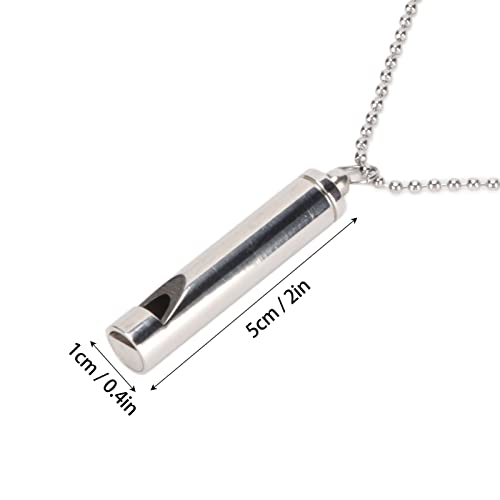 ANGGREK Whistle Necklace, Necklace Anxiety Relief Necklace Meditation Necklace Stainless Steel Whistle Necklace for Men Women - color: Silver
