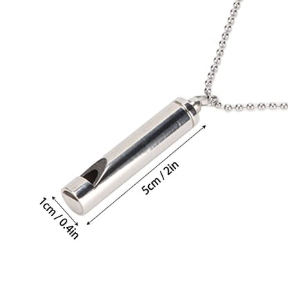 ANGGREK Whistle Necklace, Necklace Anxiety Relief Necklace Meditation Necklace Stainless Steel Whistle Necklace for Men Women - color: Silver
