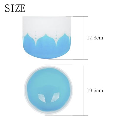 Singing Bowl, 8 Inch Frosted Quartz Crystal Sound Bowl Crystal Singing Bowls with sheepskin percussion stick for Meditation and Stress Relief (Blue) - color: Blue