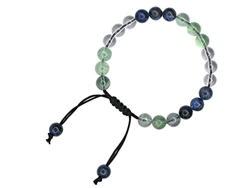 Amazing Gemstone Bracelet for Studying and Concentrating Manifestation - Sodalite Fluorite Clear Quartz Set for Men Women Healing Calming Anxiety Stress Relief Gifts Pulseras Para Hombres Mujer - color: Study Aids