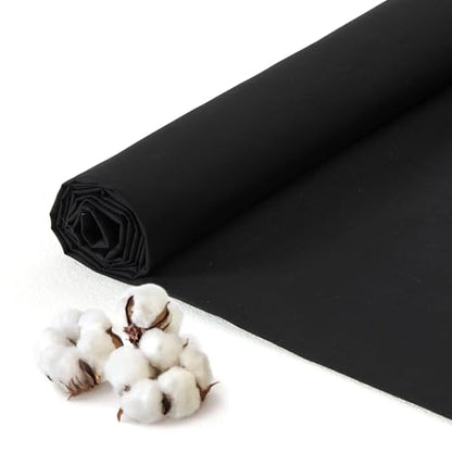 Q&J Fabric Co. 100% Cotton Fabric by The Yard 60'' Wide x 2 Yards, Natural Muslin Fabric Nearly Medium Weight Material for DIY Sewing Apparel Cloth, Quilting, Soft Embroidery Cloth, Garments (Black) - color: Black, size: 2 Yard
