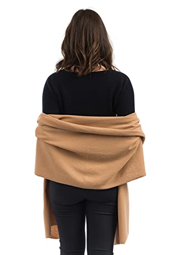 Dalle Piane Cashmere Womens Wool Cashmere Blend Stole Soft Italian Shawl Wrap for Wedding Evening Gift Made in Italy - color: Camel