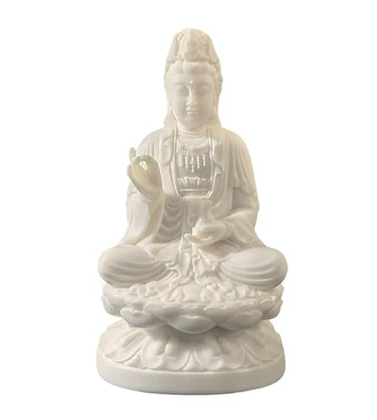 Ivory Fruit Guan Yin Statue,Kwan Yin Sculpture for Home Office Car Feng Shui Décor and Thoughtful Zen Ornamnt Gifting