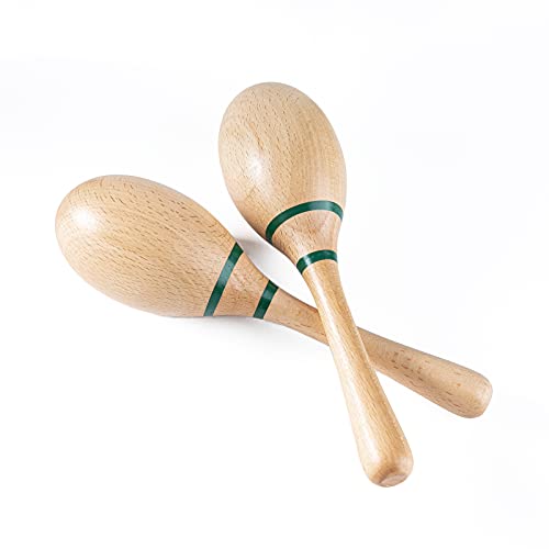 Maracas Hand Percussion Rattles,Beech Wood Material Rumba Shakers with Clear and Professional Sounds Musical Instrument for Party,Games (Natural) - color: Natural