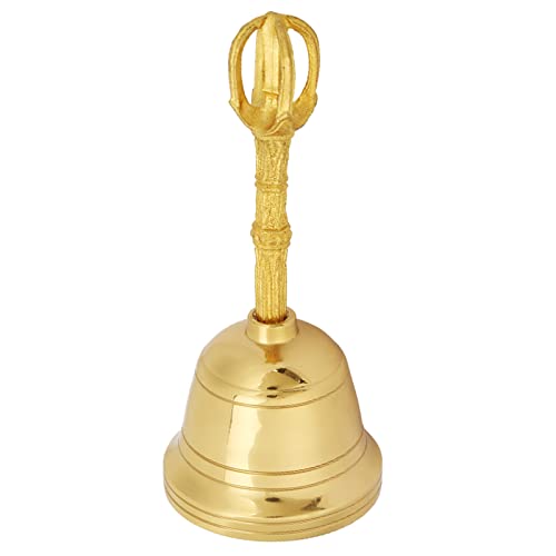 1 Pc Bell, Brass Buddhist Meditation Bells, Popular Pure Brass Hand Bell Buddhist Bell Feng Shui Taoist Instrument 4.5 Inch Rattle