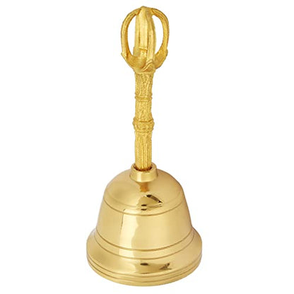 1 Pc Bell, Brass Buddhist Meditation Bells, Popular Pure Brass Hand Bell Buddhist Bell Feng Shui Taoist Instrument 4.5 Inch Rattle