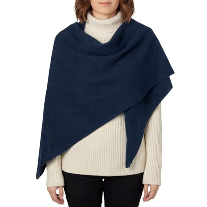 RIIQIICHY Shawl Wrap Women Pashmina Triangle Cape Knit Sweater Scarf for Fall Winter Fashion Accessory - color: Navy