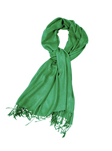 Sakkas Large Soft Silky Pashmina Shawl Wrap Scarf in Solid Colors - color: Bright Green