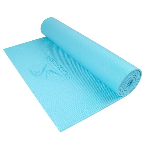 ProsourceFit Original Yoga Exercise Mat ¼” (6mm) Thick for Comfort and Stability with Carrying Straps, Non Slip –Multiple Colors - color: Aqua
