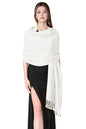 PASKMLNA Paisley Jacquard Pashmina Shawl Wrap Scarf Stole - color: Off-white