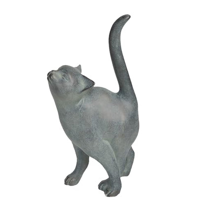 Newman House Studio Garden-Statues Cat-Figurines Home Garden Decor - Farmhouse Backyard Polyresin Kitten 7.6L x 4W x 14.5H inch - color: Single Cat