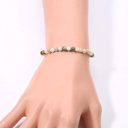 4MM Mini Gemstone Energy Bracelets Tiny Bracelet Natural Stone Statement Bracelet Charm Beaded Couples Bracelets - color: Pure Amazonite