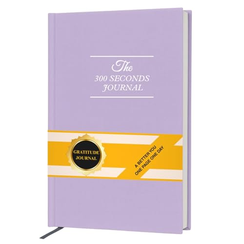 Gratitude Journal for Women & Men – 5 Minute Guided Daily Journal with Prompts for Mindfulness, Self Care & Positive Thinking, 300 Seconds Daily Reflection, Light Purple Linen Cover Available all year round - color: Light Purple