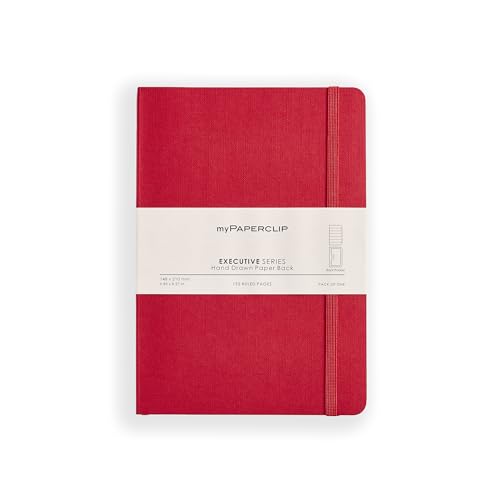 myPAPERCLIP Executive Series A5 Ruled Notebook | 192 Pages, 80 GSM, Soft Cover, A5 (5.83 x 8.27 in) | Flat Lay | Bookmark, Elastic Closure & Back Pocket | Red - color: Red, size: A5, Ruled