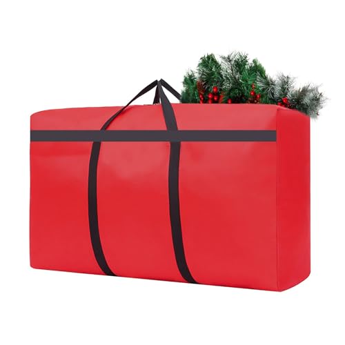 Small Christmas Tree Storage Bag 4Ft/5Ft Heavy Duty Reusable 600D Oxford Fabric Xmas Tree Bag/Container/Holder for Short Artificial Christmas Tree(39" X 12" X 24") Red - color: Red-Blank, size: Fit 4 Ft