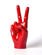 Victory Gesture Hand Statue Sculpture Modern Home Decor Table Centerpiece Art Figurine Gift for Bookshelf Desktop Office Red 11 Inch